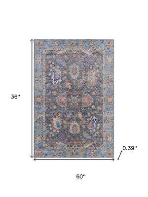 HomeRoots 5' X 8' Gray and Copper Oriental Area Rug - Washable, Stain Resistant, UV Protected for Lasting Beauty 717967