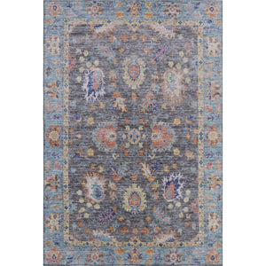 HomeRoots 8' Gray and Copper Oriental Washable Round Rug - Stylish, Durable, Stain-Resistant with UV Protection 717968