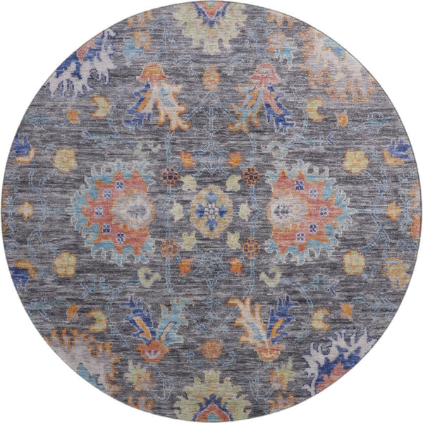 HomeRoots 8' X 10' Gray and Copper Oriental Washable Area Rug – Durable, UV-Protected, Easy Clean Design! 717969