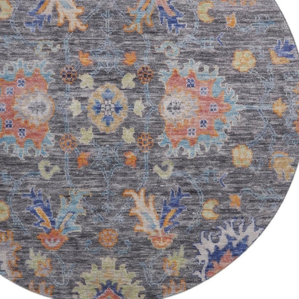 HomeRoots 8' X 10' Gray and Copper Oriental Washable Area Rug – Durable, UV-Protected, Easy Clean Design! 717969