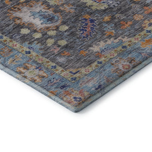 HomeRoots 8' X 10' Gray and Copper Oriental Washable Area Rug – Durable, UV-Protected, Easy Clean Design! 717969