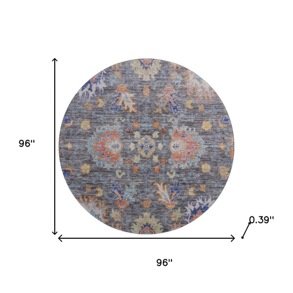 HomeRoots 8' X 10' Gray and Copper Oriental Washable Area Rug – Durable, UV-Protected, Easy Clean Design! 717969