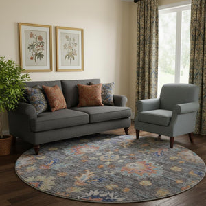 HomeRoots 8' X 10' Gray and Copper Oriental Washable Area Rug – Durable, UV-Protected, Easy Clean Design! 717969