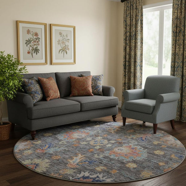 HomeRoots 8' X 10' Gray and Copper Oriental Washable Area Rug – Durable, UV-Protected, Easy Clean Design! 717969