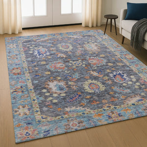 HomeRoots 9' X 12' Gray & Copper Oriental Area Rug - Washable, Stain Resistant, UV Protected for Busy Homes 717970