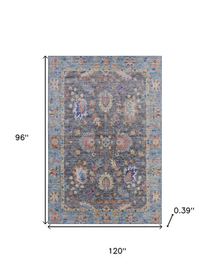 HomeRoots 9' X 12' Gray & Copper Oriental Area Rug - Washable, Stain Resistant, UV Protected for Busy Homes 717970