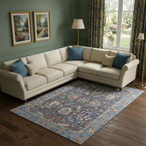 HomeRoots 9' X 12' Gray & Copper Oriental Area Rug - Washable, Stain Resistant, UV Protected for Busy Homes 717970