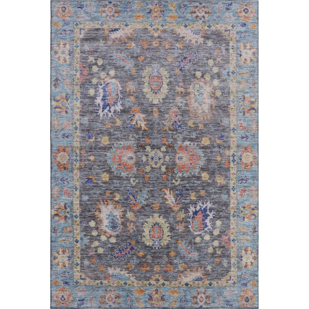 HomeRoots 10' X 14' Gray and Copper Oriental Washable Area Rug – UV Protected, Durable & Easy Care for Homes 717971