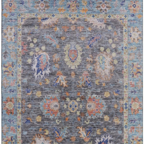 HomeRoots 10' X 14' Gray and Copper Oriental Washable Area Rug – UV Protected, Durable & Easy Care for Homes 717971