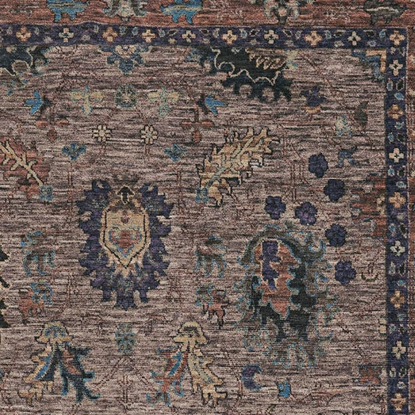 HomeRoots 5' X 8' Coffee and Copper Oriental Area Rug - Machine Washable, UV Protection, Non-Slip Backing 717973