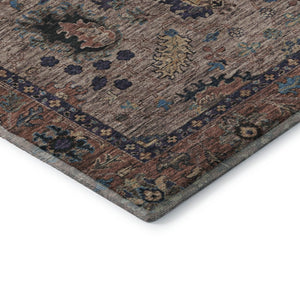 HomeRoots 5' X 8' Coffee and Copper Oriental Area Rug - Machine Washable, UV Protection, Non-Slip Backing 717973