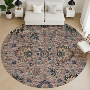 HomeRoots 8' X 10' Coffee & Copper Oriental Area Rug - Washable, UV Protected, Stain Resistant for Easy Care! 717975