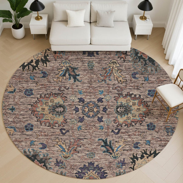 HomeRoots 8' X 10' Coffee & Copper Oriental Area Rug - Washable, UV Protected, Stain Resistant for Easy Care! 717975