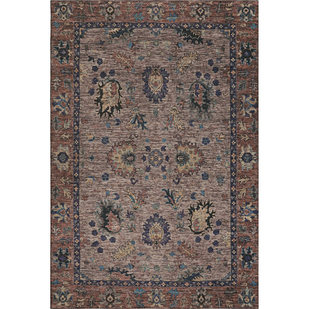 HomeRoots 9' X 12' Washable Coffee & Copper Oriental Area Rug with UV Protection, Stain Resistance & Comfort 717976