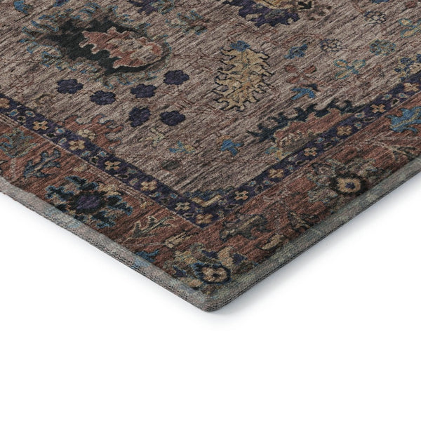 HomeRoots 9' X 12' Washable Coffee & Copper Oriental Area Rug with UV Protection, Stain Resistance & Comfort 717976