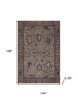 HomeRoots 10' X 14' Coffee & Copper Oriental Area Rug - Washable, UV-Protected, Perfect for Families & Pets! 717977