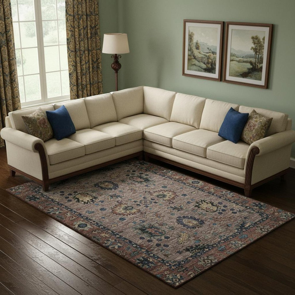 HomeRoots 10' X 14' Coffee & Copper Oriental Area Rug - Washable, UV-Protected, Perfect for Families & Pets! 717977