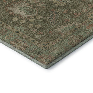 HomeRoots 5' X 8' Olive Green & Beige Oriental Area Rug – Washable, UV-Protected, Durable & Stylish Décor Solution 717979