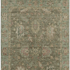 HomeRoots 5' X 8' Olive Green & Beige Oriental Area Rug – Washable, UV-Protected, Durable & Stylish Décor Solution 717979