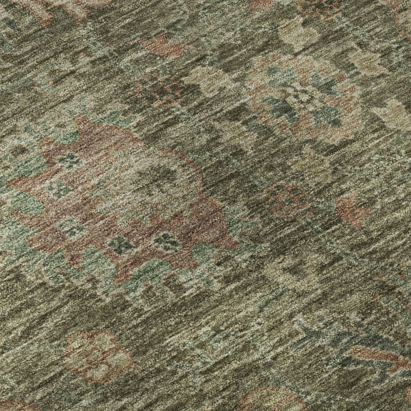 HomeRoots 5' X 8' Olive Green & Beige Oriental Area Rug – Washable, UV-Protected, Durable & Stylish Décor Solution 717979