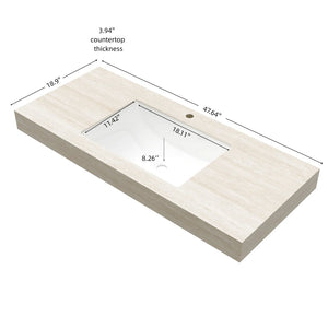 English Elm 48" Muri White Oak Plywood Bathroom Cabinet with Soft Close Doors and Drawer W2615P322668