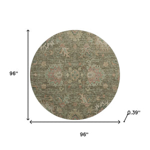 HomeRoots 8' X 10' Elegant Olive Green & Beige Oriental Washable Rug with UV Protection for Busy Homes 717981