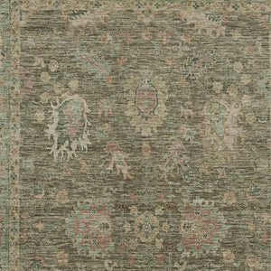 HomeRoots 10' Olive Green & Beige Oriental Area Rug – Washable, UV Protected, Stain Resistant for Homes 717983