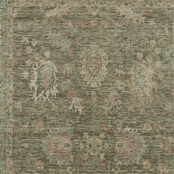HomeRoots 10' Olive Green & Beige Oriental Area Rug – Washable, UV Protected, Stain Resistant for Homes 717983