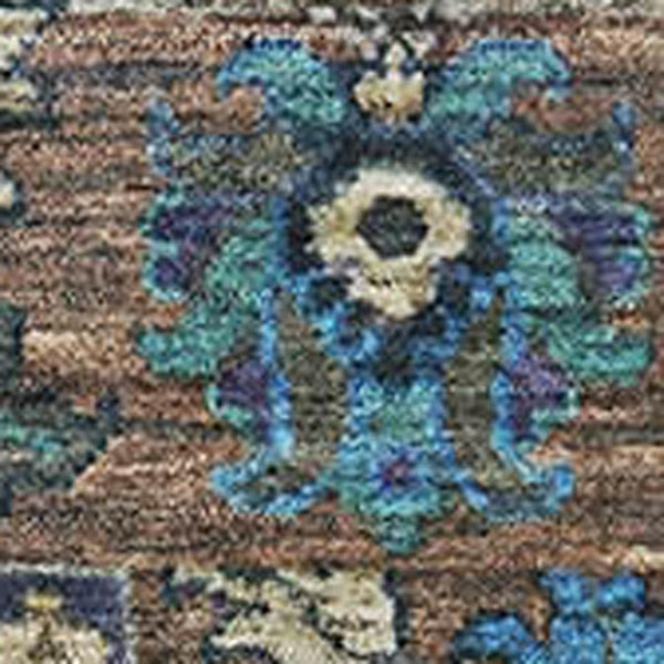 HomeRoots 5' X 8' Stylish Pewter and Teal Oriental Area Rug – Washable, UV-Protected, Non-Slip Design for Homes 717985