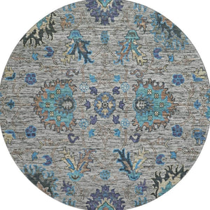 HomeRoots 8' X 10' Washable Pewter and Teal Oriental Area Rug with UV Protection for Stylish, Easy Living 717987