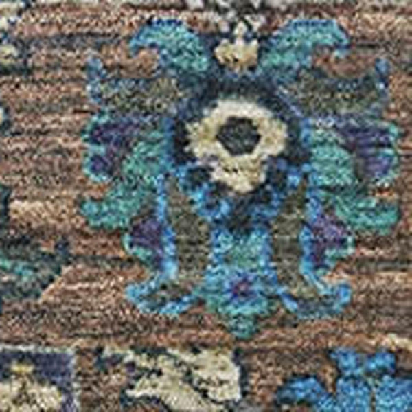 HomeRoots 9' X 12' Pewter and Teal Oriental Area Rug - Washable, UV-Protected, Ideal for Homes with Kids & Pets 717988