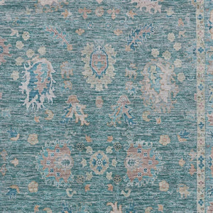 HomeRoots 5' X 8' Teal & Copper Oriental Area Rug - Washable, UV Protected, Stain Resistant for Modern Spaces 717991