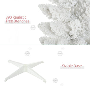 English Elm Homcom 6' Snow Flocked Pencil Christmas Tree - Elegant Slim Design, Realistic Branches, Easy Setup W2225P229527