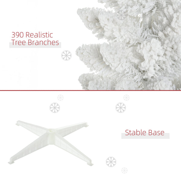 English Elm Homcom 6' Snow Flocked Pencil Christmas Tree - Elegant Slim Design, Realistic Branches, Easy Setup W2225P229527