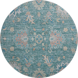 HomeRoots 8' X 10' Teal & Copper Oriental Area Rug - Washable, Stain Resistant, UV Protected for Everyday Use 717993