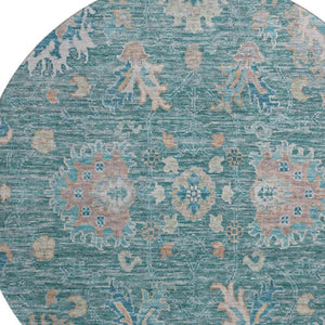 HomeRoots 8' X 10' Teal & Copper Oriental Area Rug - Washable, Stain Resistant, UV Protected for Everyday Use 717993