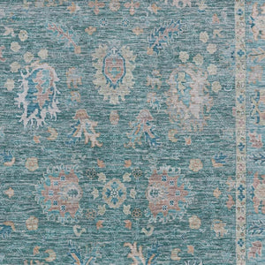 HomeRoots 9' X 12' Teal And Copper Oriental Area Rug - Washable, UV Protected, Elegant Design for Any Space 717994