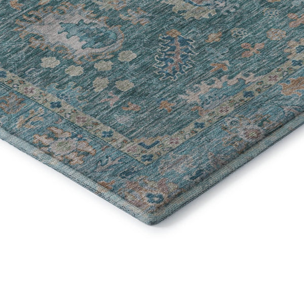 HomeRoots 9' X 12' Teal And Copper Oriental Area Rug - Washable, UV Protected, Elegant Design for Any Space 717994