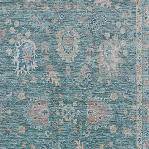 HomeRoots 10' X 14' Teal & Copper Oriental Area Rug - Durable, Washable, UV-Protected for High-Traffic Spaces 717995