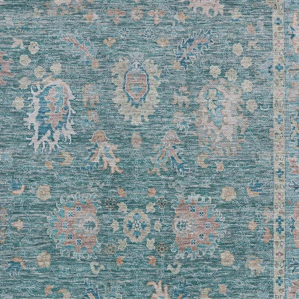 HomeRoots 10' X 14' Teal & Copper Oriental Area Rug - Durable, Washable, UV-Protected for High-Traffic Spaces 717995