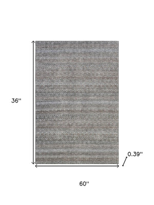 HomeRoots 5' X 8' Stylish Brown And Beige Striped Washable Area Rug with UV Protection for Easy Living & Care 717997