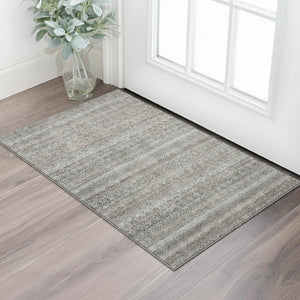 HomeRoots 5' X 8' Stylish Brown And Beige Striped Washable Area Rug with UV Protection for Easy Living & Care 717997