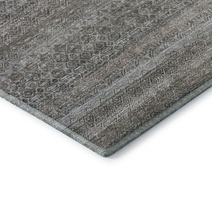 HomeRoots 8' X 10' Durable Brown & Beige Striped Washable Area Rug with UV Protection for High Traffic Spaces 717999