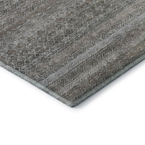 HomeRoots 8' X 10' Durable Brown & Beige Striped Washable Area Rug with UV Protection for High Traffic Spaces 717999