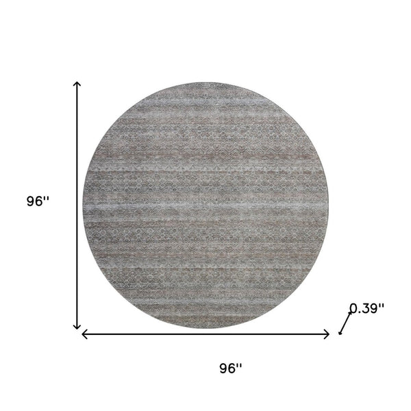 HomeRoots 8' X 10' Durable Brown & Beige Striped Washable Area Rug with UV Protection for High Traffic Spaces 717999