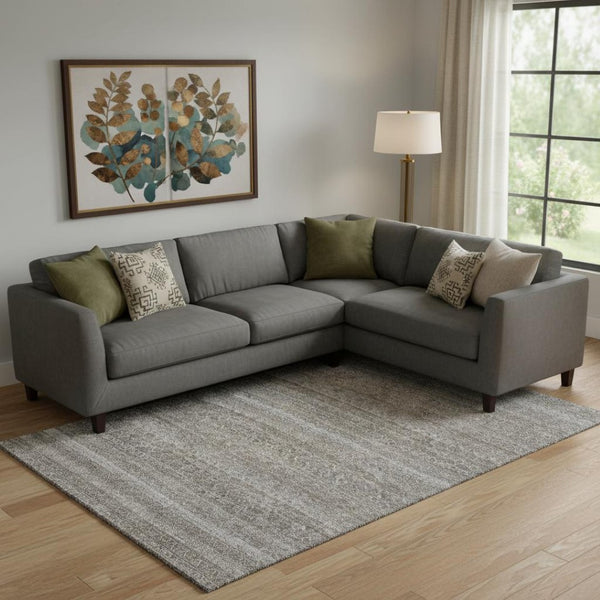 HomeRoots 9' X 12' Striped Washable Area Rug - Durable Brown & Beige with UV Protection for Homes & Patios 718000