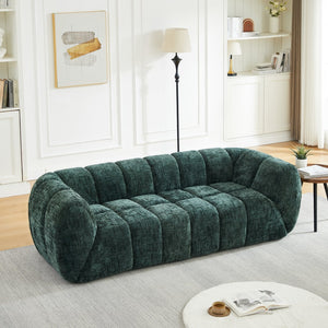 English Elm Chenille Cloud Sofa with Quilted Seat and Piano Backrest for Modern Living Spaces Green W834P442223