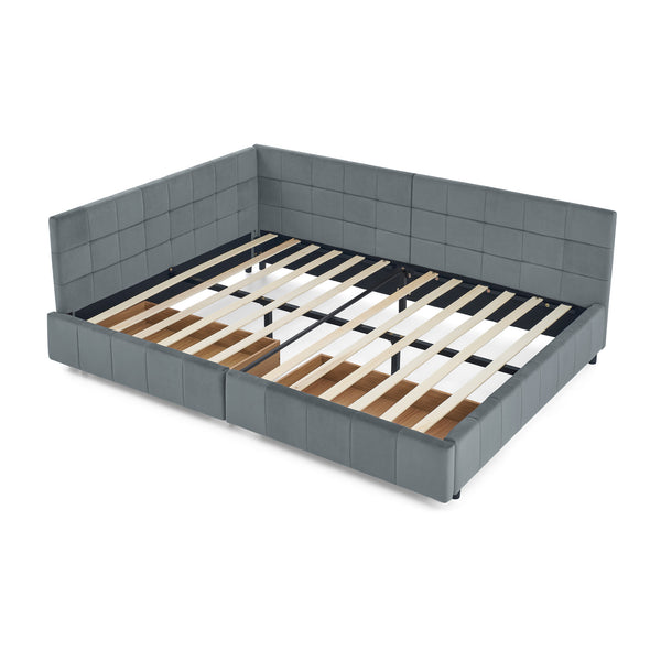 English Elm Full Size Velvet Upholstered Tufted Sofa Bed Frame With Storage, Grey Loveseat & Comfortable Seating W487S00308