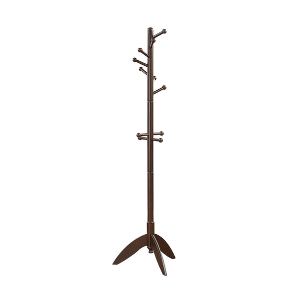English Elm Dark Solid Wood Coat Rack with 10 Hooks, 3-Tier Tall Entryway Stand for Hats Coats Scarves Bags Dark Brown 23.75 L x 4.75 W x 6.75 H B011P361930