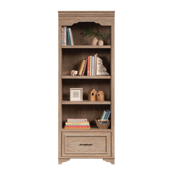 English Elm Bookcase With Adjustable Shelves & Drawer - Versatile Brown Finish For Stylish Storage Solutions B356P367860